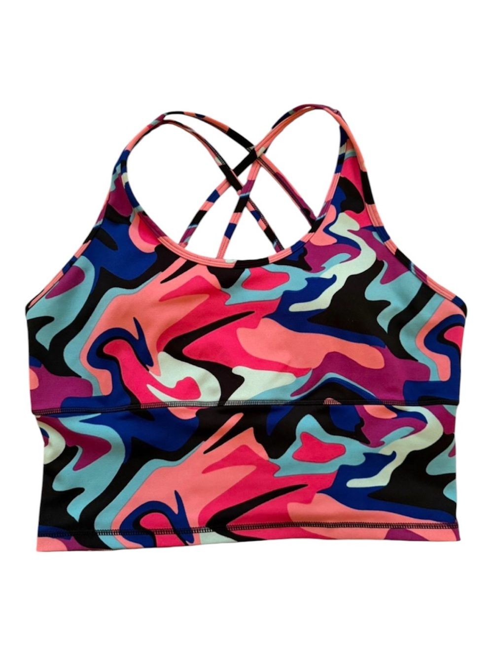 Popfit Multicoloured sports bra with cute cross straps XL